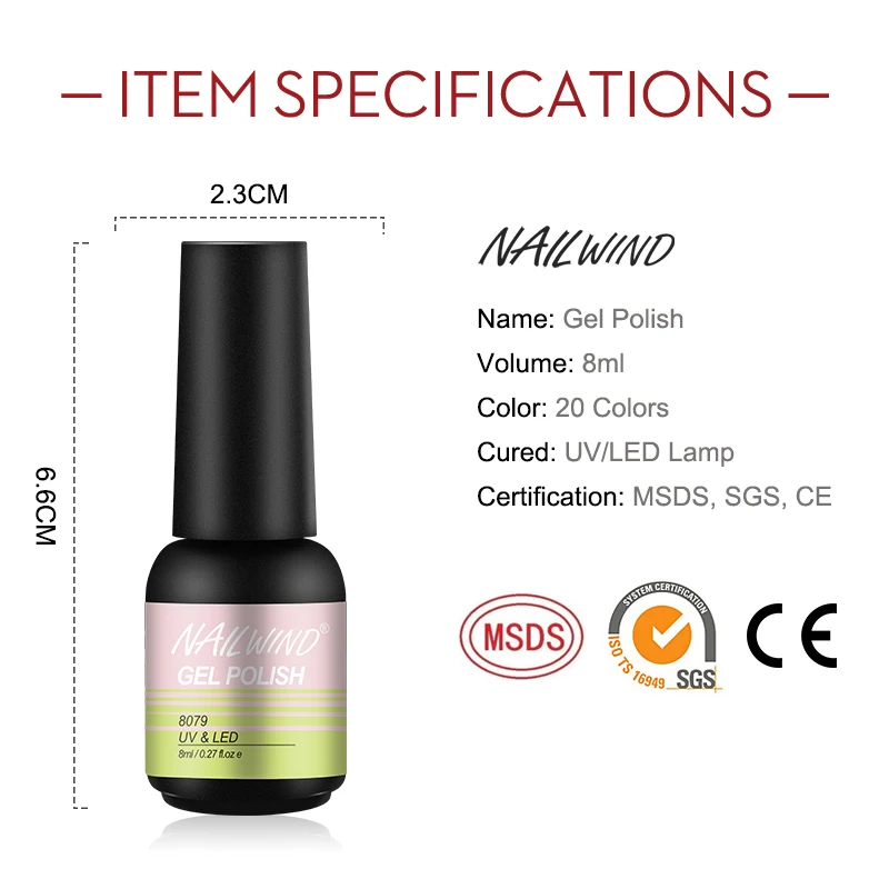 Nailwind Gel Nail Polish 8ml Semi Permanent Varnish Nail Art All for Manicure Need UV LED lamp Base Top coat Nails Gel Polish