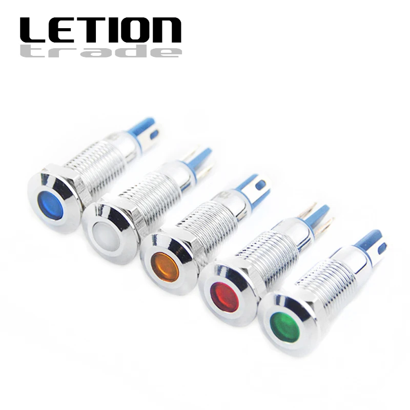 10pcs 8mm Metal Indicator Light LED Blub Waterproof Signal Lamp 12V 24V 220V Dot Concave Free shipping | Лампы и освещение