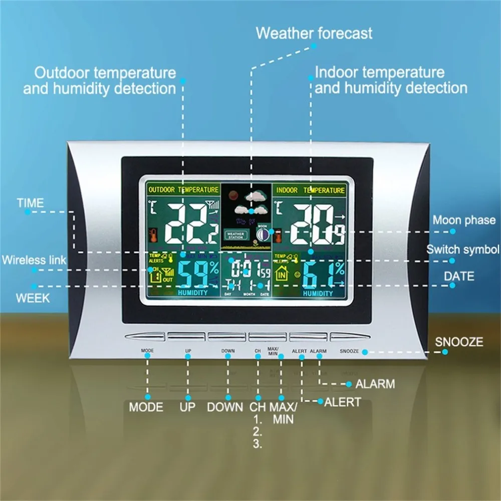 Беспроводная домашняя метеостанция с ЖК-дисплеем, цифровой термометр-гигрометр, измеритель температуры и влажности, wifi датчик