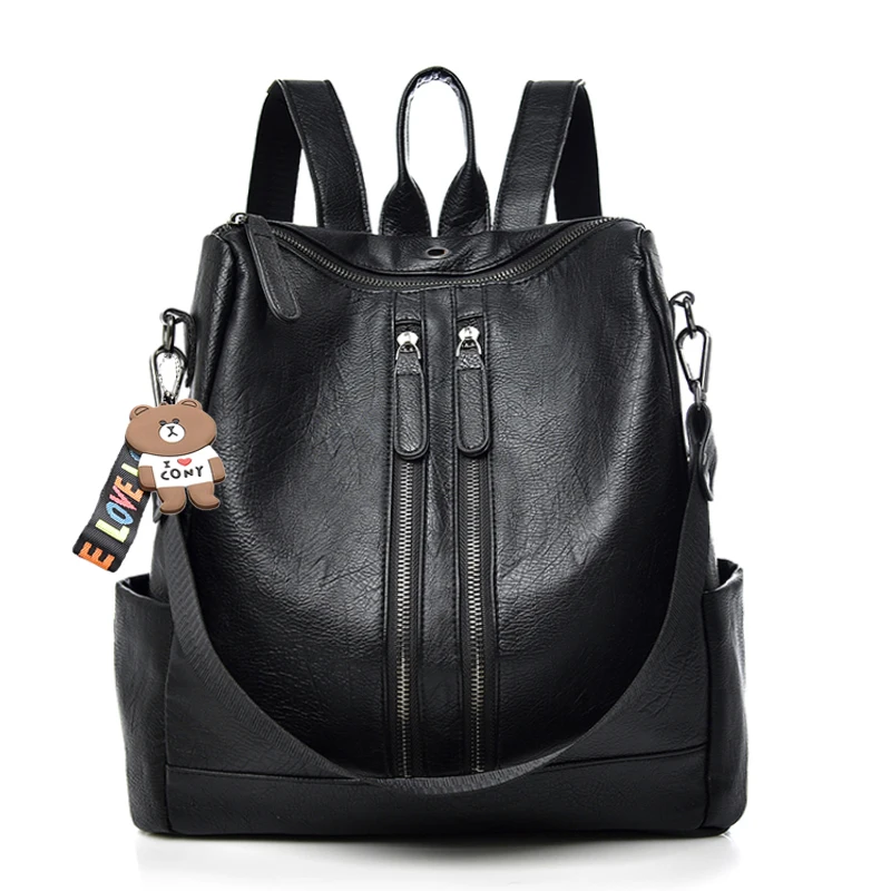 CESHA Luxury Designer Backpack Women Durable PU Leather Women Backpack Pretty Style Girls Schoolbag Women's Bag Daypack Backpack - Цвет: Black