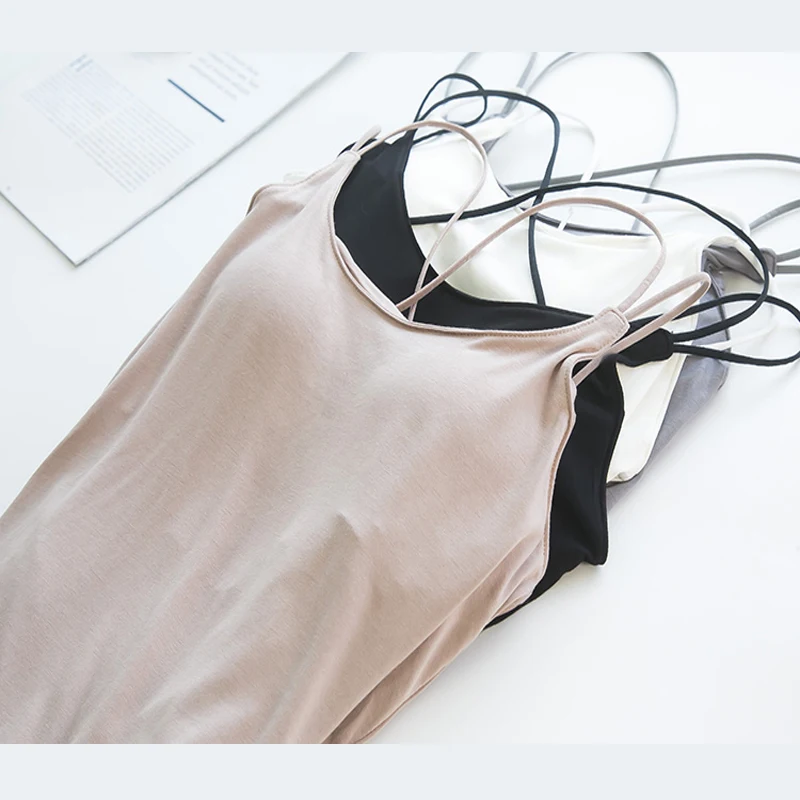 

Modal With Chest Pad Vest Suspender Women's Bra One Cross Beautiful Inner and Outer Wear Soft Skin-friendly Bottoming Shirt