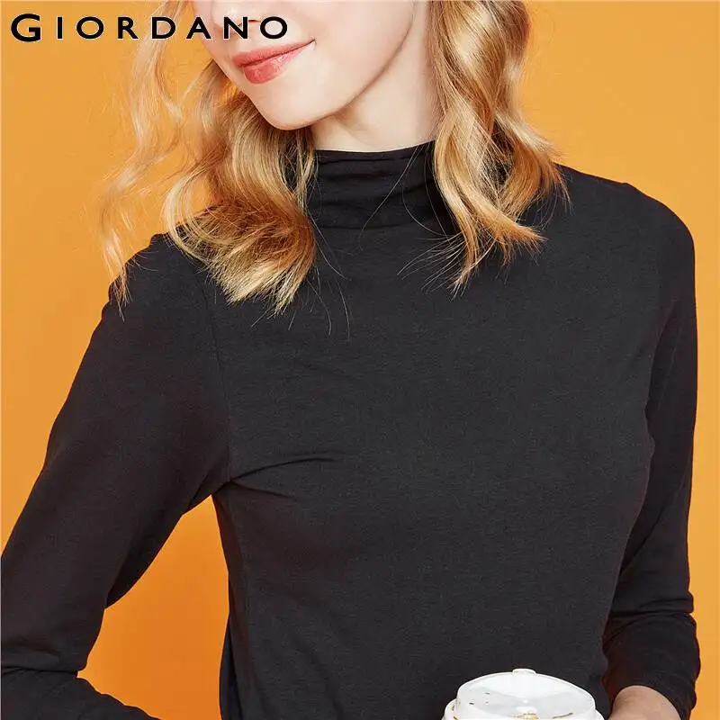 Giordano женская водолазка с длинными рукавами и круглым вырезом под шею выполнена в