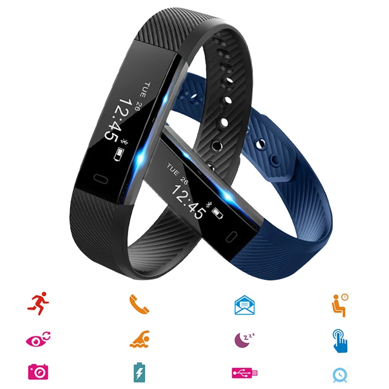 Bluetooth Smartband IP67 водонепроницаемые шаги Расчет Калорий расстояние спортивный смарт-браслет с напоминанием о звонке сообщение Push