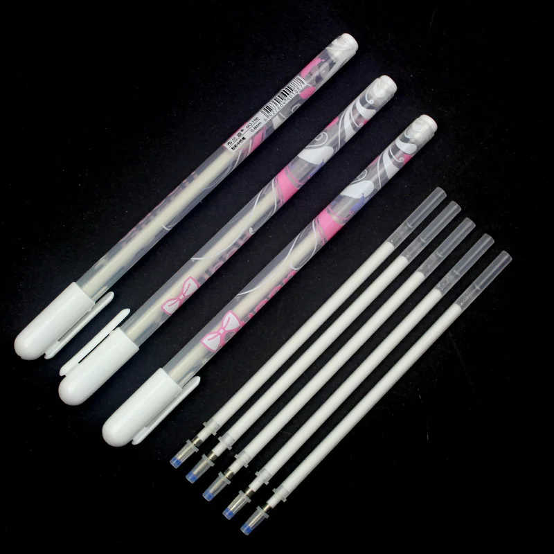 3pen-5refills Kawaii маркер для выделения текста белая тонкая гелевая ручка и заправки Живопись Ручная роспись Рисование высокая световая ручка для детей канцелярские принадлежности - Цвет: 3pen-5refills