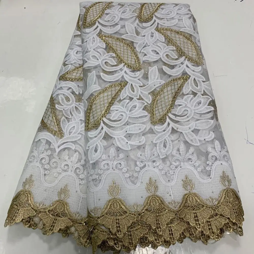 White Tulle French Lace with Rhinestones African Fabric 2020 High Quality Embroidery Mesh Materials for Dress Party | Аксессуары для