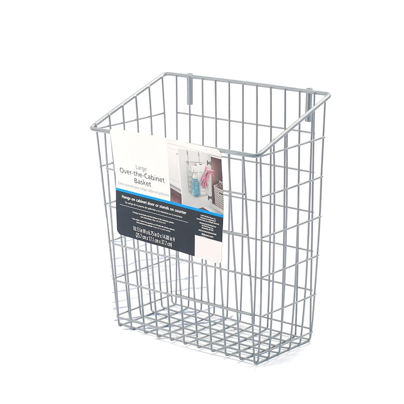 

Metal Wire Hanging over Door Kitchen Storage Organizer Basket Trash Can Hangs over Cabinet Doors for Bags Ect Kitchen Tools