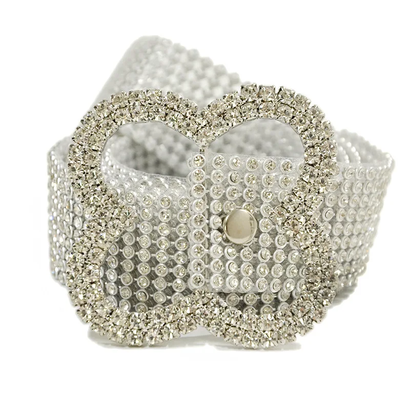 Роскошный Стразы хрусталь бриллиант прозрачный ПВХ Женский поясной ремень металлический круглый круг сердце пряжка ремни для женщин платья