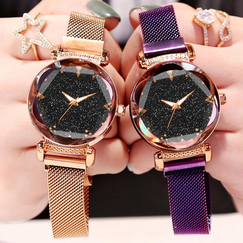 Роскошные магнитные женские часы модные из сплава Reloj Mujer Lxuury Женские кварцевые