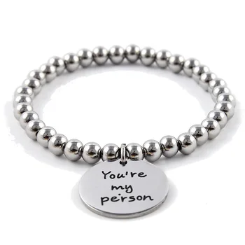 

Rigid Bracelet engraved you're my person universal handwear steel ball letter round bracelet for men and women