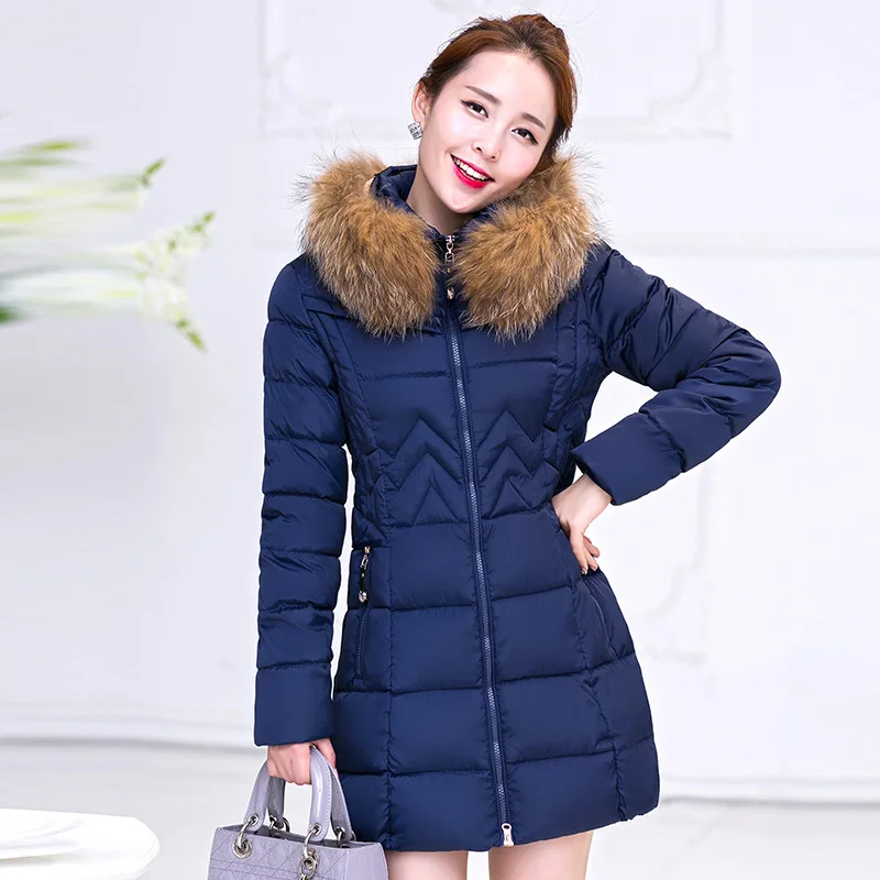 

Off Season Cotton Coat Women's Mid-length Simple Slim Fit Casual Versatile Cotton-padded Jacket Korean-style Hooded Fur Collar T