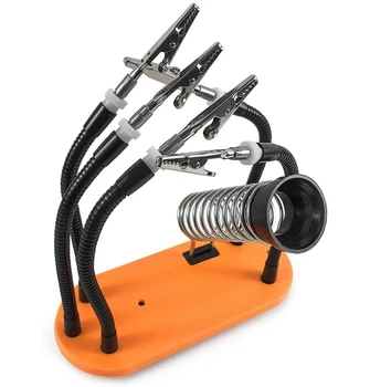 

Workbench Helping Hands Soldering Third Hand Vise, 5 Magnetic Flexible Metal Arms, Non-Slip Steel Weighted Base, Soldering Iron