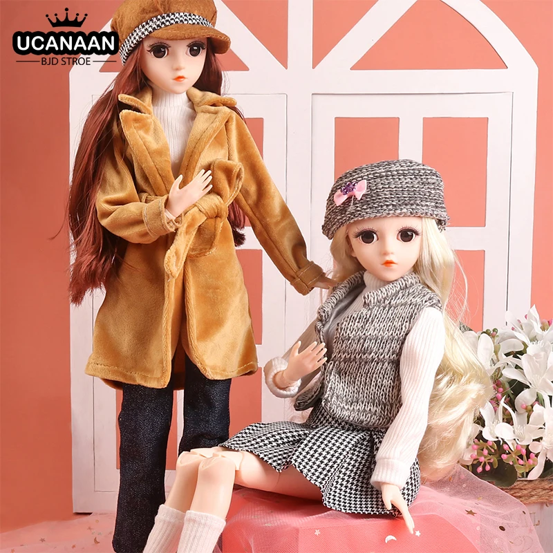 1/4 BJD Doll 45CM 18 Ball Jointed Dolls With Full Fashion Outfits Clothes Set Hat Shoes Wig Makeup Girls DIY Dress UP Toys