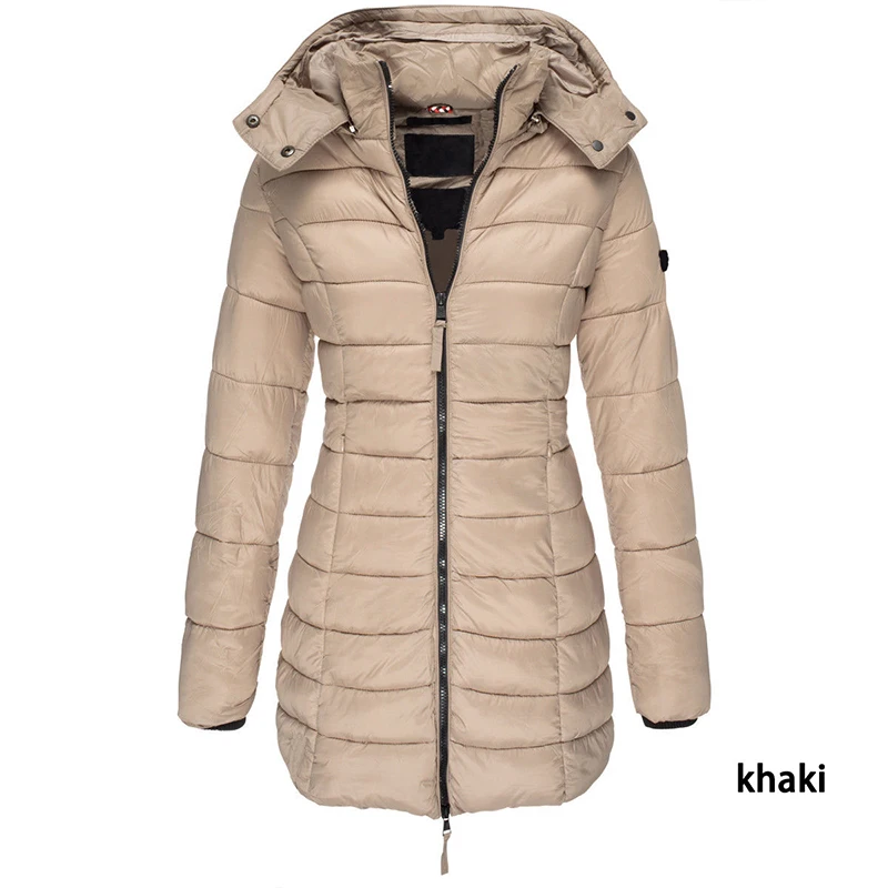 Women's 2021 Quilted Long Sleeve Coats Jackets for Women Winter Thick Warm Soild Fashion High Neck Casual Oversize Straight Coat