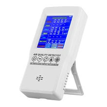 Detector de qualidade do ar pm2.5 pm10 formaldeído hcho tvoc co2 lcd digital detector analisador gás