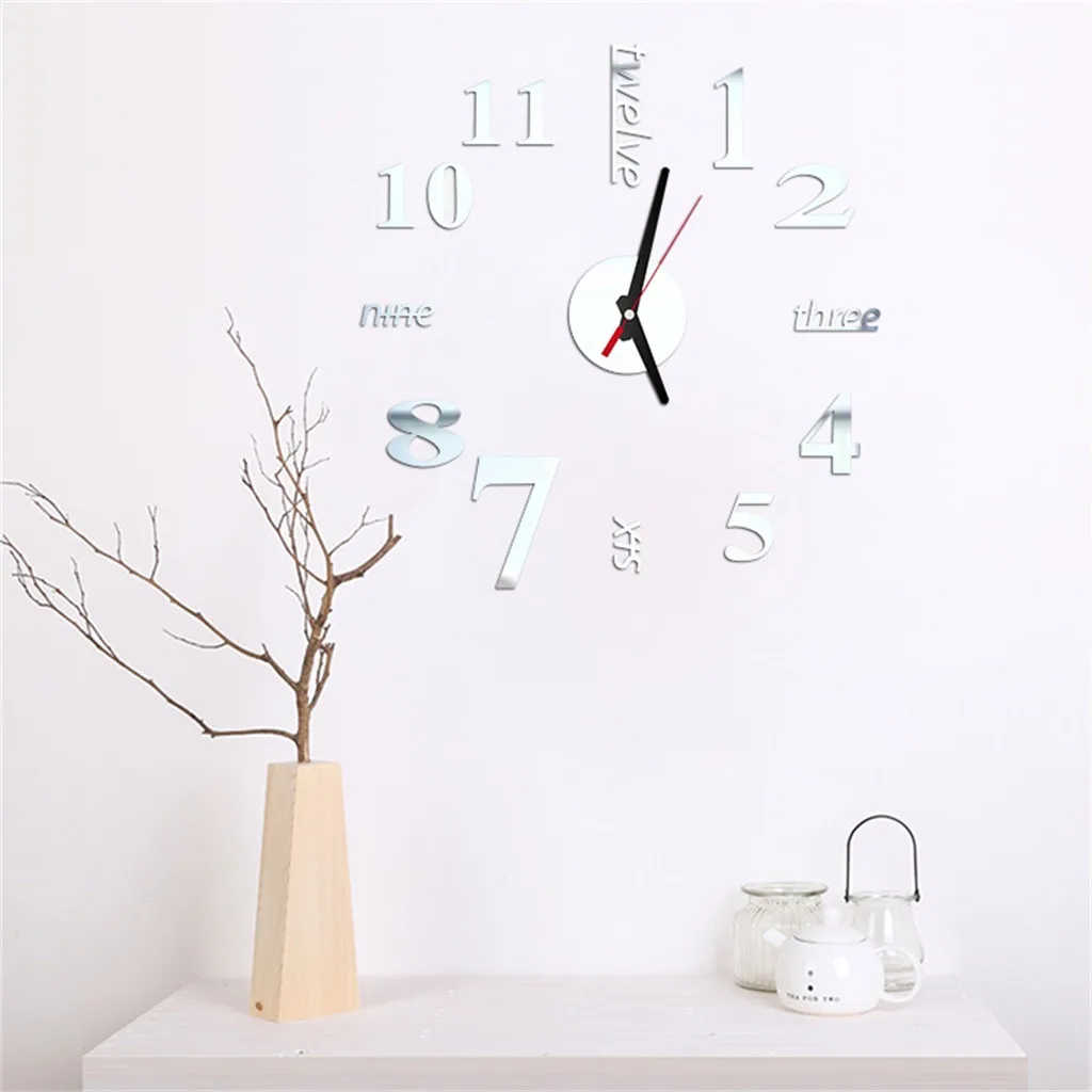 Акриловый самоклеящийся DIY 3D сделай сам римские цифры акриловый зеркальный настенный стикер часы домашний декор счастливый подарок 40 см