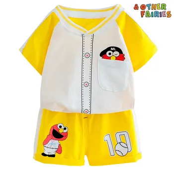 

Baby boy clothing summer short-sleeved shorts two-piece suit cotton cartoon baseball short-sleeved T-shirt casual baby boy suit