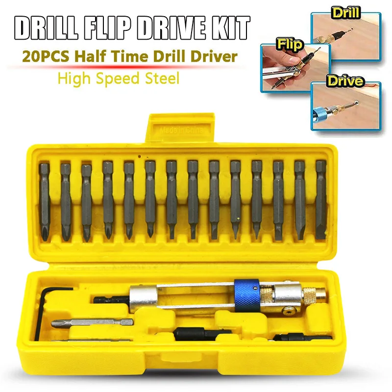 

Drill Flip Drive Kit 20pcs Multi-function Drill Bit Set Quick Easy Operation DAG-ship