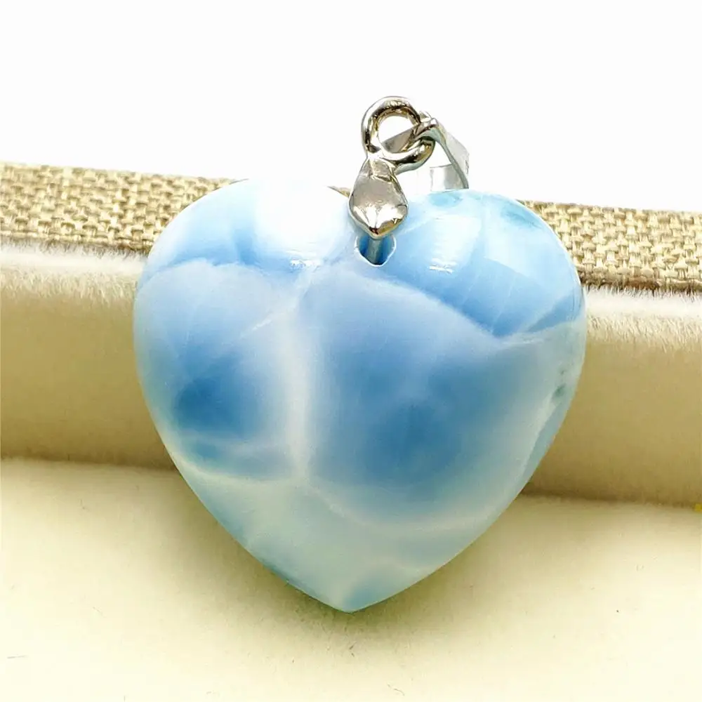 Натуральный синий Larimar воды узор драгоценный кулон 22x21x8 мм от Доминика модные принты «сердце», «любовь» точильный камень для Для женщин подарок AAAAA