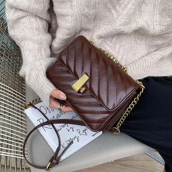 

Vintage Handbag Solid Color Crossbody Bags For Women 2020 Fashion Shoulder Messenger Bag Lady Chain Handbags And Purses