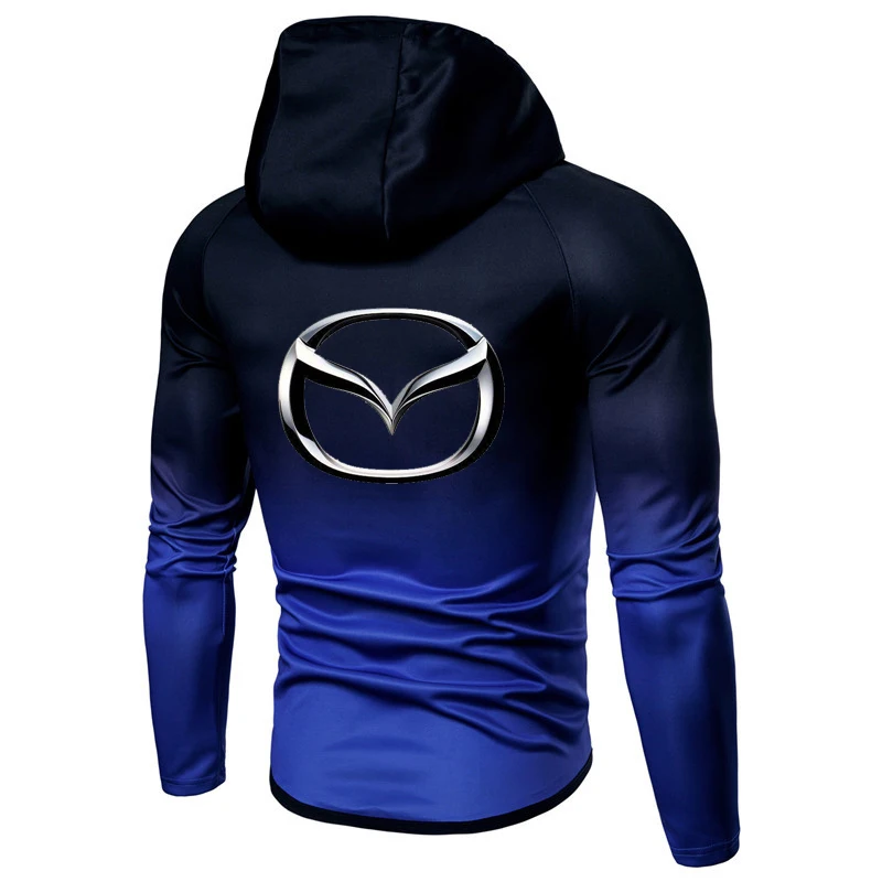 Весенне-осенняя куртка на молнии, толстовки с капюшоном с логотипом Mazda, одежда с градиентом, флисовая толстовка с длинным рукавом, Мужская толстовка, толстовка