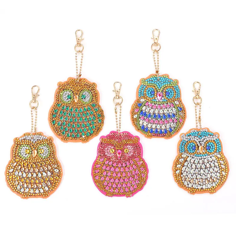 5pcs Owl 5 шт. DIY полная дрель специальная форма алмазная живопись брелки женская сумка кулон ювелирный брелок для ключей вышивка крестиком - Цвет: 5pcs Owl