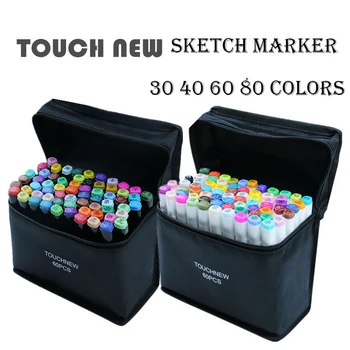 

TOUCHNEW 30/40/60/80/168 Color Markers Manga Drawing Markers Pen Alcohol Based Sketch Oily Dual Brush Pen Art Supplies