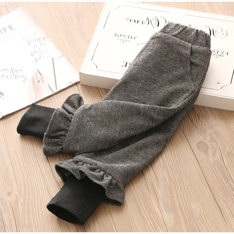 Autumn Winter Girls Pants Plus Velvet Thicken Korean Fashion Plaid Fake Two Pieces Trousers 2 3 4 5 6 7 Years Toddler Baby Pants