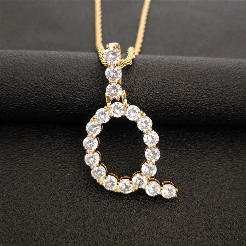 

Silver Gold Initial Q Charm Necklace Iced Out Zirconia Bling Letters Necklaces Men's Birthday Gift Best Friends Gargantilla