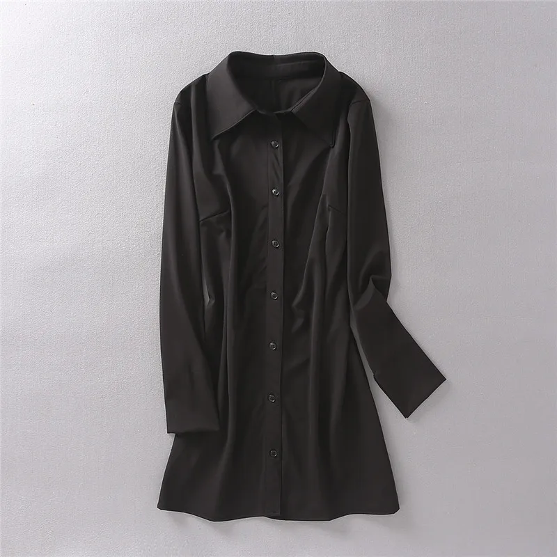 

Spring new fashion casual style solid color mid-length open-back slim long-sleeved shirt women, sexy wild thin shirt women