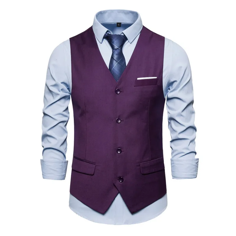 Suit Vest Men&rsquo;s Business Sleeveless Vests Jacket Asian Size S-6XL Wedding Party Waistcoat