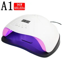 96 Вт УФ лампа Светодиодный лампа для ногтей Сушилка для ногтей двойной руки 48 шт. светодиодный s для лечения УФ-гель лак для ногтей с датчик движения, lcd