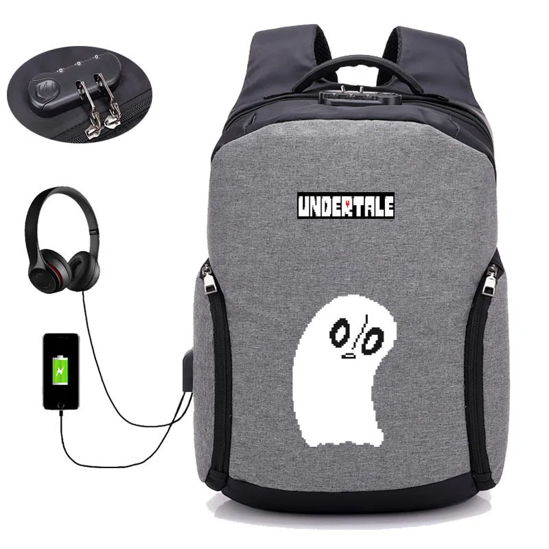 Аниме игра Undertale рюкзак usb зарядка рюкзак для мужчин wo мужчин дорожные сумки студенческая книга рюкзак ноутбук посылка - Цвет: 03