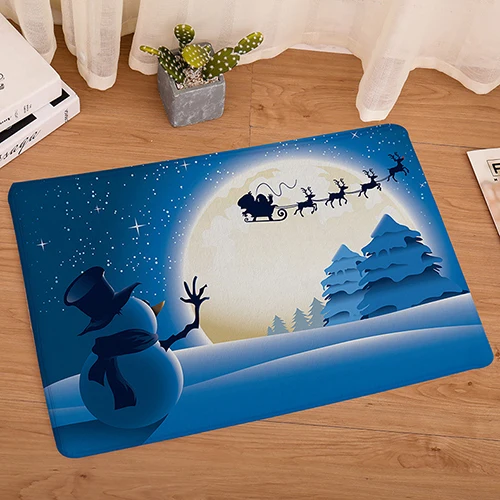1Pcs Christmas Flannel Printed Floor Mats Door Mats Living Room Home Bathroom Non-slip Absorbent Carpet Home Textile Supplies - Цвет: 10