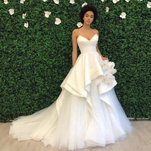 Белое цвета слоновой кости милое платье свадебное платье ярусный сатин Тюль свадебное платье халат De Mariee дешевое качество Sofuge свадебное платье в богемном стиле