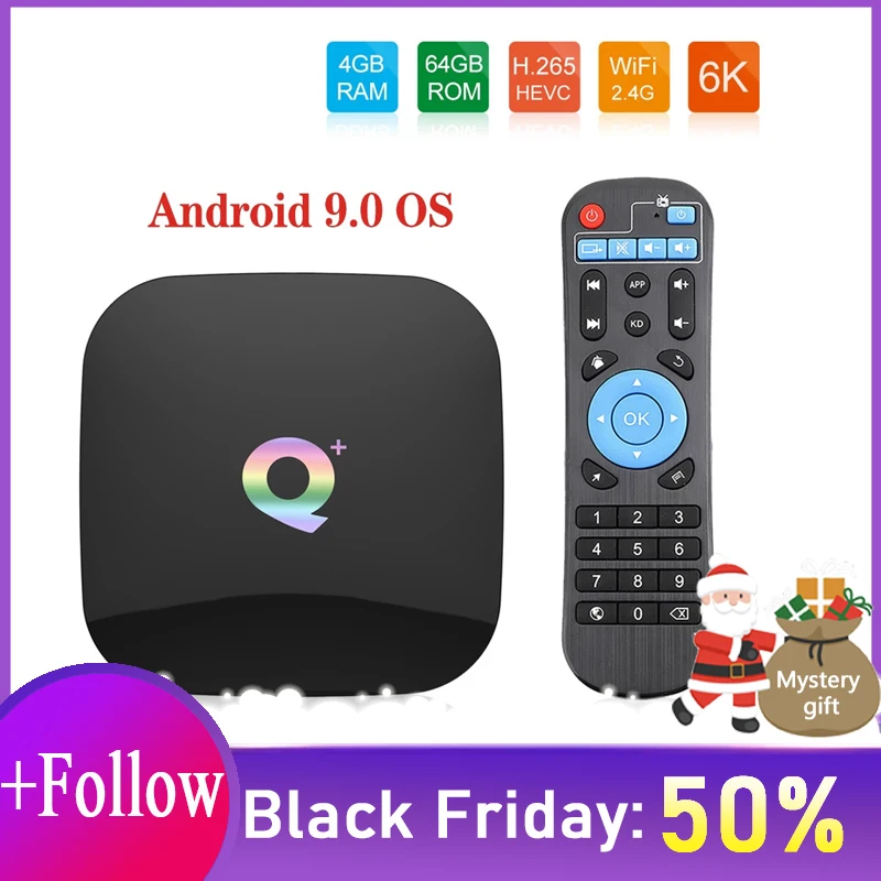 

H6 6K Smart Tv Box Android 9.0 4Gb Ram 64Gb Rom Quadcore Play Store Wifi set Top Box 2G16G Media Player Q Plus
