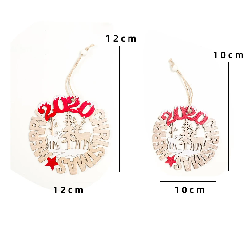 2Pcs New Year Christmas Ornament Wooden Hanging Pendants Christmas Decorations for Home Year Decoration Xmas Ornament C1443 a