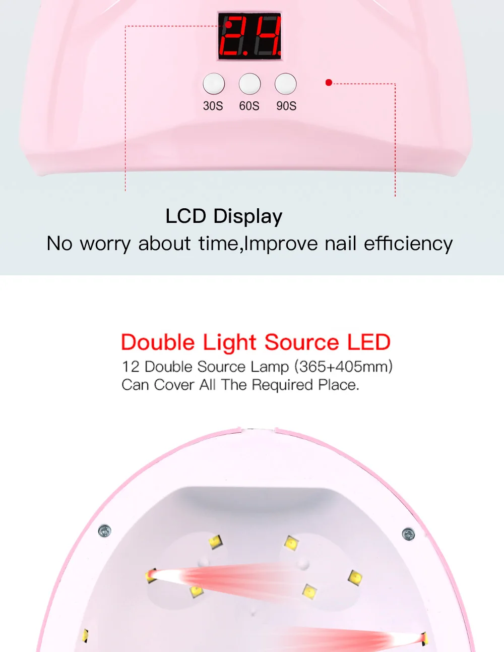 Сушилка для ногтей УФ светодиодный лампа для ногтей Гель-лак отверждения лампа с нижней 30 s/60 s/90 s таймер ЖК-подсветка витрины для ногтей Сушилка для ногтей все гели