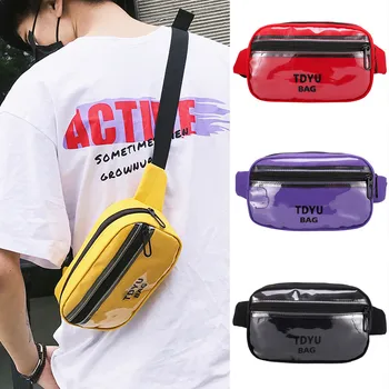 

2019 New Fashion Waist Packs Bags Women Pure Color Fanny Pack Female Belt Bag Black PVC Waist Packs Chest Phone Pouch *#3