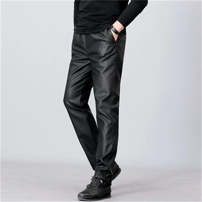 

leather pants men wide leg work pants outdoor motorcycle trousers autumn 2021 new casual pants