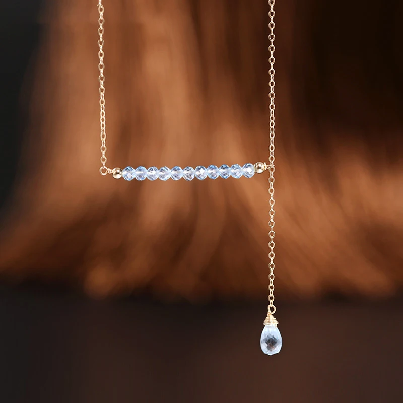 DMBS126 небесное ожерелье из голубого топаза женские драгоценные камни подлинный