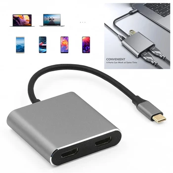 

Type-c USB3.1 To Dual HDMI PD Usb-C Adapter Converter 4 In 1 Support 4K*2K For Type-computer Universal