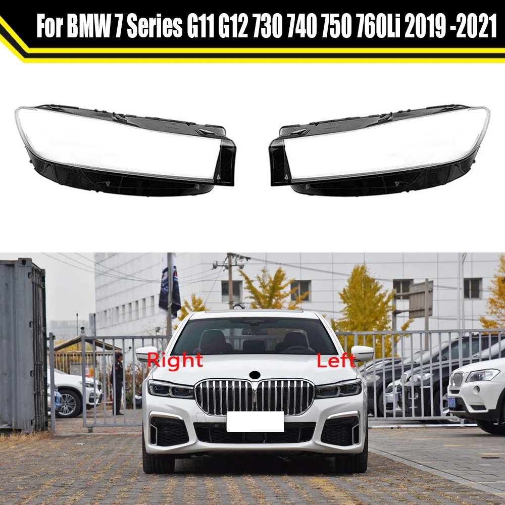 Car Front Glass Lens Caps Headlight Cover Auto Light Lampshade Shell  For BMW 7 Series G11 G12 730 740 750 760Li 2019 2020 2021