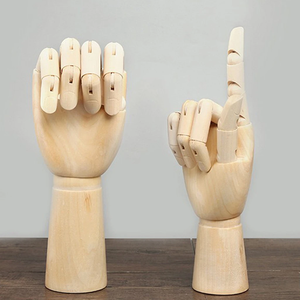 1 Pair Handcrafts 18cm Wooden Mannequin Hand Children Left Right Hand Model Sketching Drawing Hand Household items