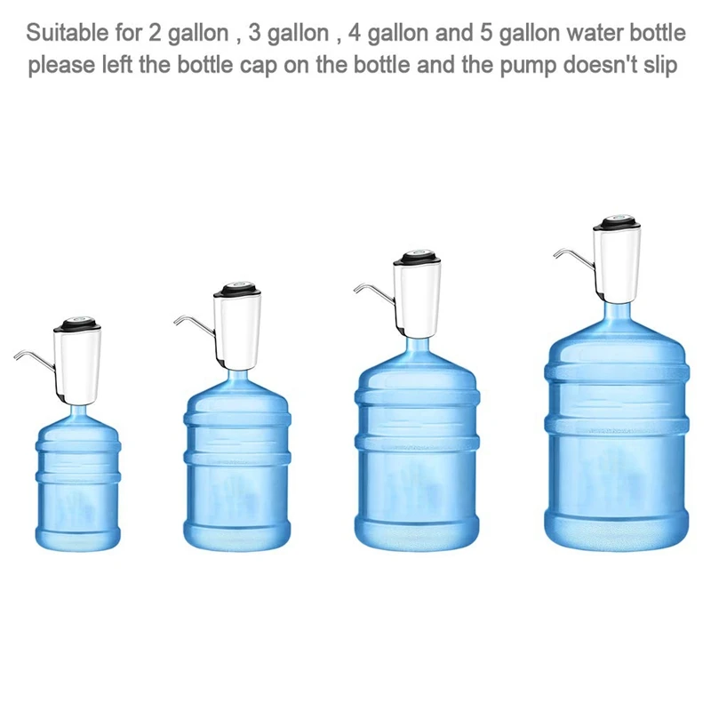 Water Bottle Pump Portable Water Dispenser Electric Water Jug Pump with USB Charging for 2-5 Gallon Bottle in Kitchen/Home/Offic