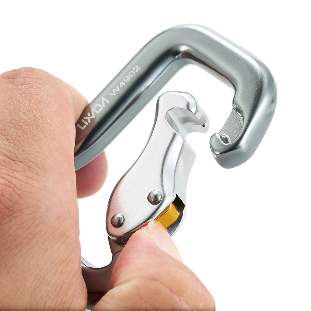 Hot Lixada W4902 Climbing Locking Carabiner Outdoor Safety Rock Equipment Master Hook 18KN Paragliding Parachute Clip Carabiner
