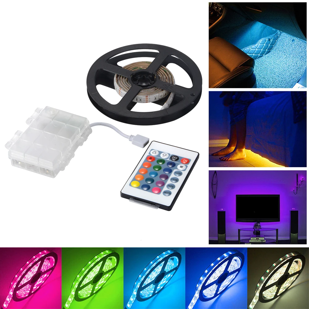 

LED TV light RGB 5050 LED Flexible Strip Lights Mood with Battery Box, Remote Control for Home Indoor Outdoor Decorations