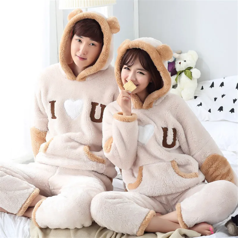 

Women Winter Pijama De Letters Thick Pyjamas Set Warm Pajamas Set Casual Pyjama Flannel Pijamas Mujer Pijama Lovely Homewear