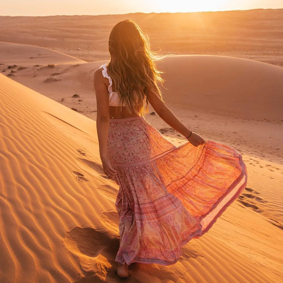 KHALEE YOSE/розовые летние Boho макси юбки с цветочным принтом пляжные для женщин