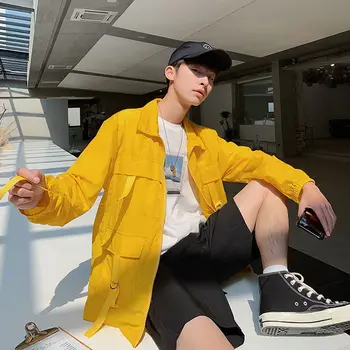 

Couple sunscreen clothes 2020 summer new Korean trend tooling jacket loose casual student men's windbreaker yellow Free shipping