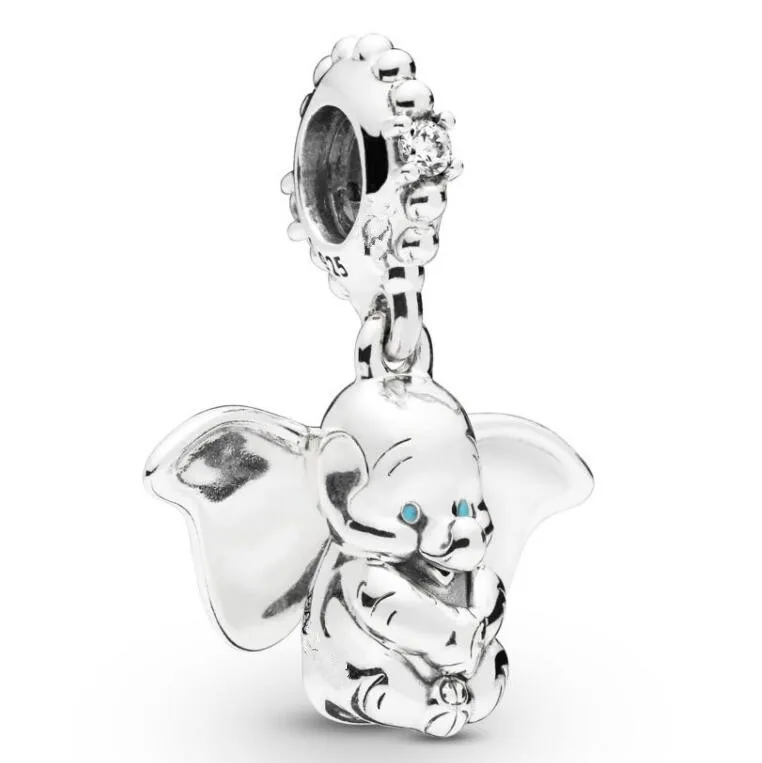 Бусины из стерлингового серебра 925 Шарм Дамбо& Голубые Глаза Кулон Бусы Подходит Pandora женский браслет& ожерелье Diy ювелирные изделия